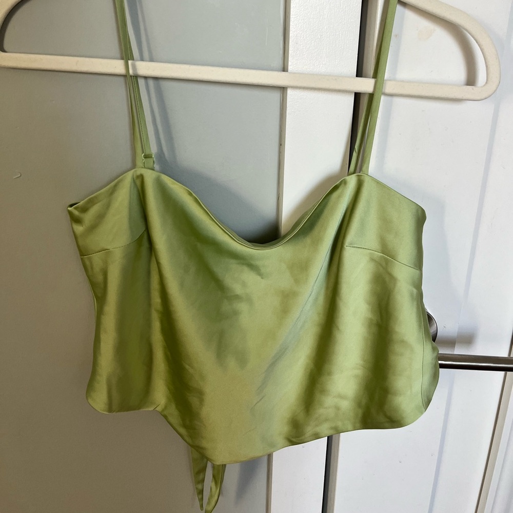 Aritzia Light Green Satin Tank Top
